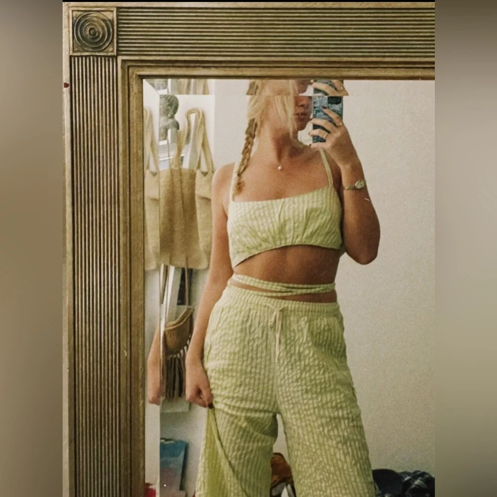 Urban Outfitters Light Green & Butter Yellow Matching Set